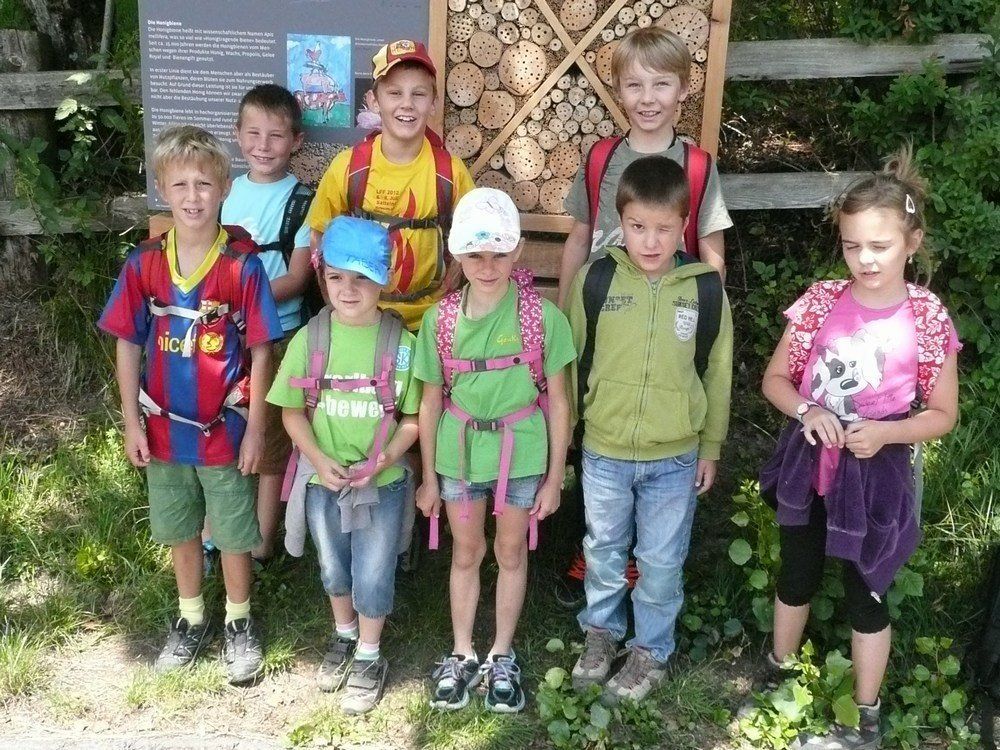 Satteinser Kinder besichtigen den Bienenlehrpfad Satteinser Kinder besichtigen den Bienenlehrpfad