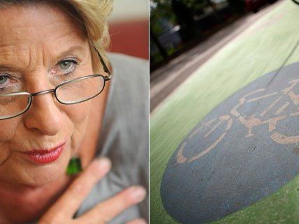 Ursula Stenzel ärgert sich über die grünen Radwege in Wien. Ursula Stenzel ärgert sich über die grünen Radwege in Wien.