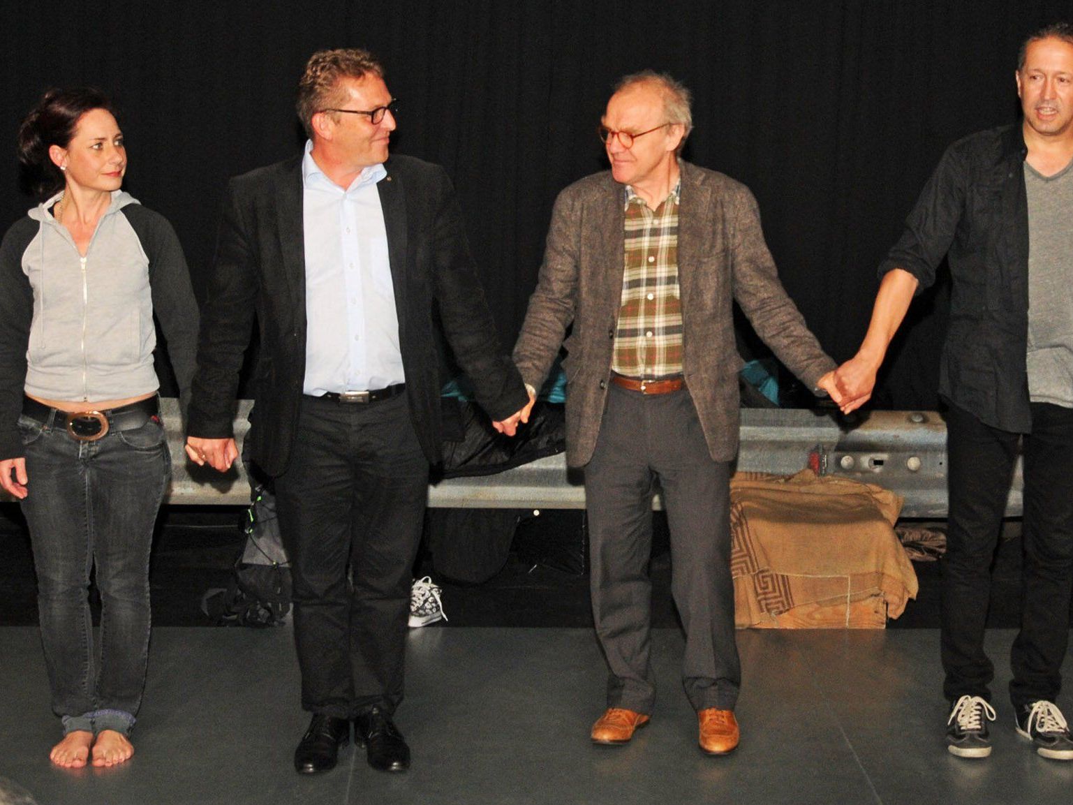Petra Hämmerle, Regisseur Augustin Jagg, Autor Michael Köhlmeier und Markus Vögel - „Sunrise" Petra Hämmerle, Regisseur Augustin Jagg, Autor Michael Köhlmeier und Markus Vögel - „Sunrise"