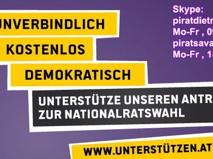 Piratenpartei Österreichs sammelt Unterstützungserklärungen Piratenpartei Österreichs sammelt Unterstützungserklärungen