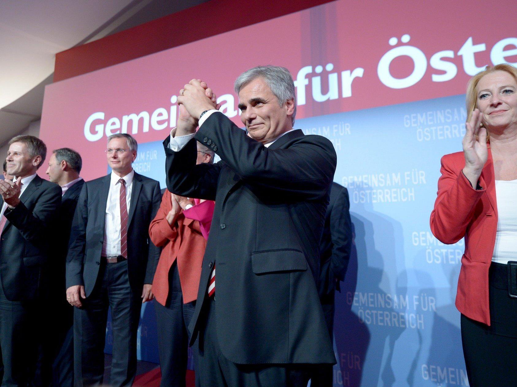 Werner Faymann bei der Abschlusskundgebung der SPÖ am Freitag.