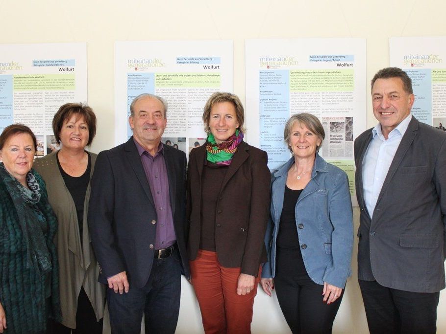 Bei der Seniorenbörse Wolfurt: Angelika Kessler, Lydia Bechter, Obmann Werner Kessler, Landtagspräsidentin Gabriele Nußbaumer, Gemeinderätin Elisabeth Fischer und Obmann-Stellvertreter Johann Böhler. Bei der Seniorenbörse Wolfurt: Angelika Kessler, Lydia Bechter, Obmann Werner Kessler, Landtagspräsidentin Gabriele Nußbaumer, Gemeinderätin Elisabeth Fischer und Obmann-Stellvertreter Johann Böhler.