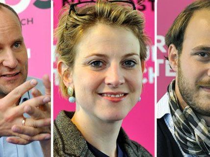 Die neuen NEOS: Matthias Strolz, Beate Meinl-Resinger und Nikolaus Scherak Die neuen NEOS: Matthias Strolz, Beate Meinl-Resinger und Nikolaus Scherak