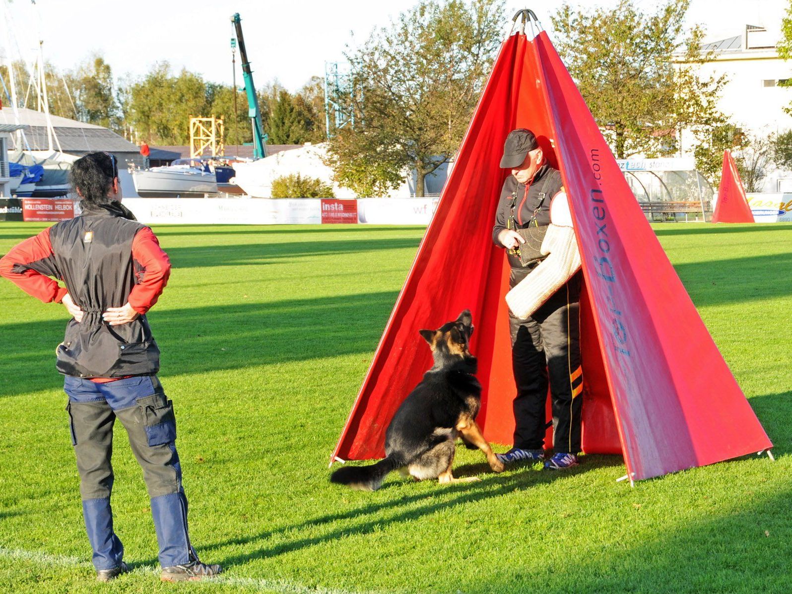 Die Hundeführer und ihre Vierbeiner trainieren in Fußach bereits eifrig. Im Bild Schutzarbeit Die Hundeführer und ihre Vierbeiner trainieren in Fußach bereits eifrig. Im Bild Schutzarbeit