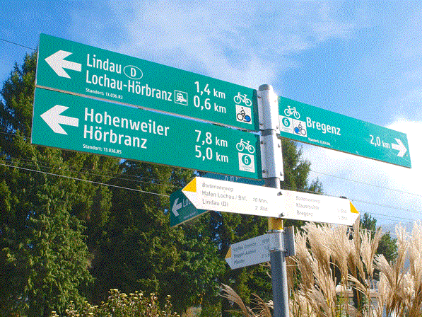Gestartet wird mit der Installierung der Radwegweiser in der Region Leiblachtal mit gut 28 Kilometer Radroute.
