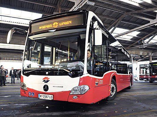 Einer der neuen Mercedes Citaro Busse während der Präsentation der neuen Bussflotte der Wiener Linien.