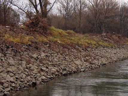 Der Damm entlang der Donau wird saniert.