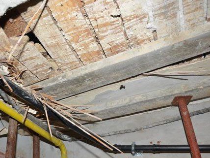 Die Feuerwehr sicherte die Decke und verhinderte einen Einsturz. Die Feuerwehr sicherte die Decke und verhinderte einen Einsturz.