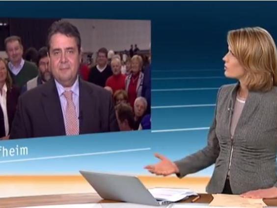SPD-Parteichef Sigmar Gabriel geht verbal auf ZDF-Moderatorin Slomka los.