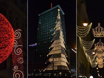 Weihnachtliche Beleuchtung in der Wiener Innenstadt.