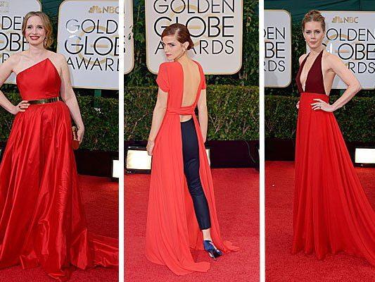 Julie Delpy, Emma Watson und Amy Adams setzten auf knallige Farben bei den 71. Golden Globes.