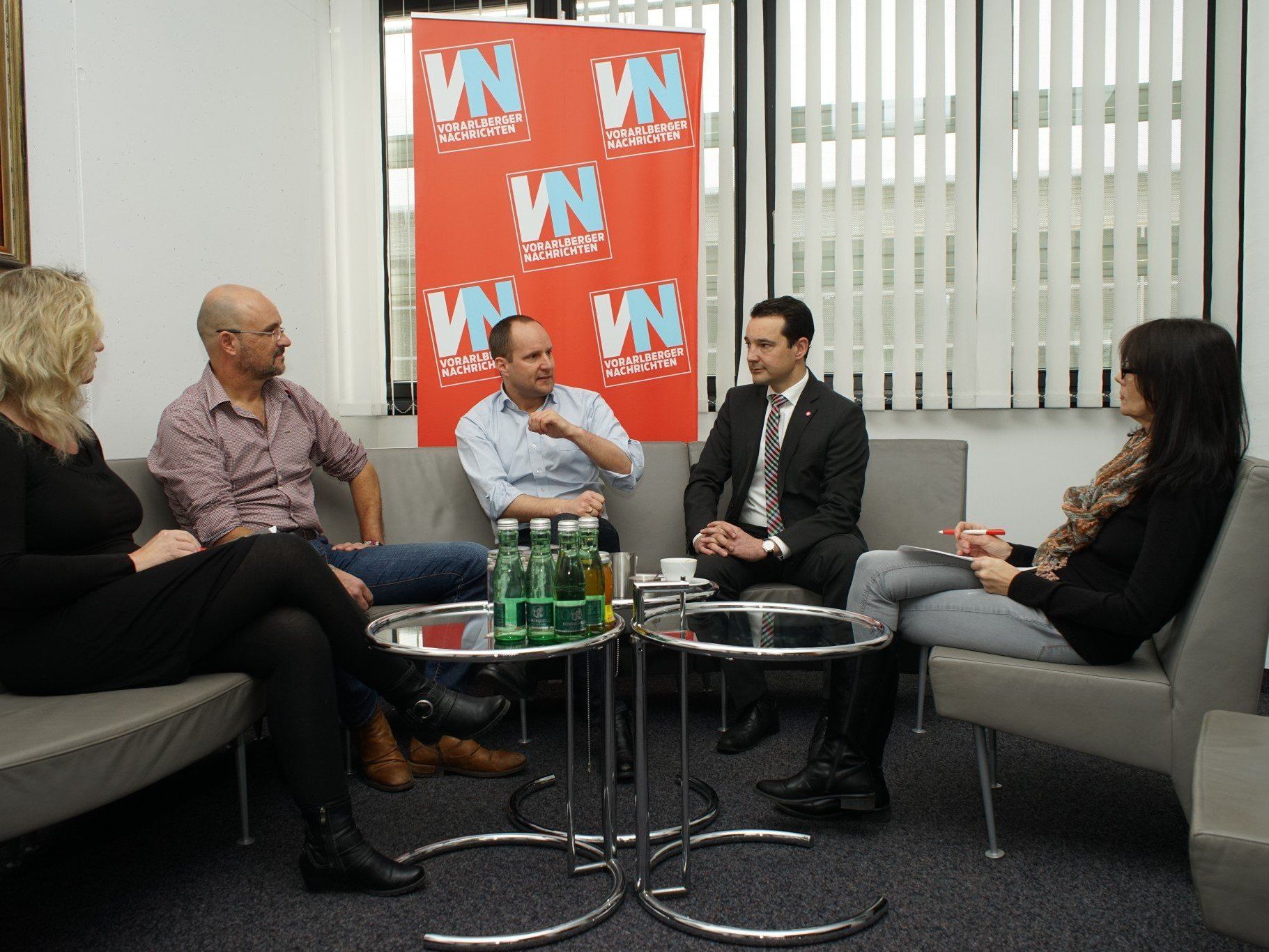 Chris alge, Matthias Strolz und Gerald Loacker im VN-Gespräch. Chris alge, Matthias Strolz und Gerald Loacker im VN-Gespräch.