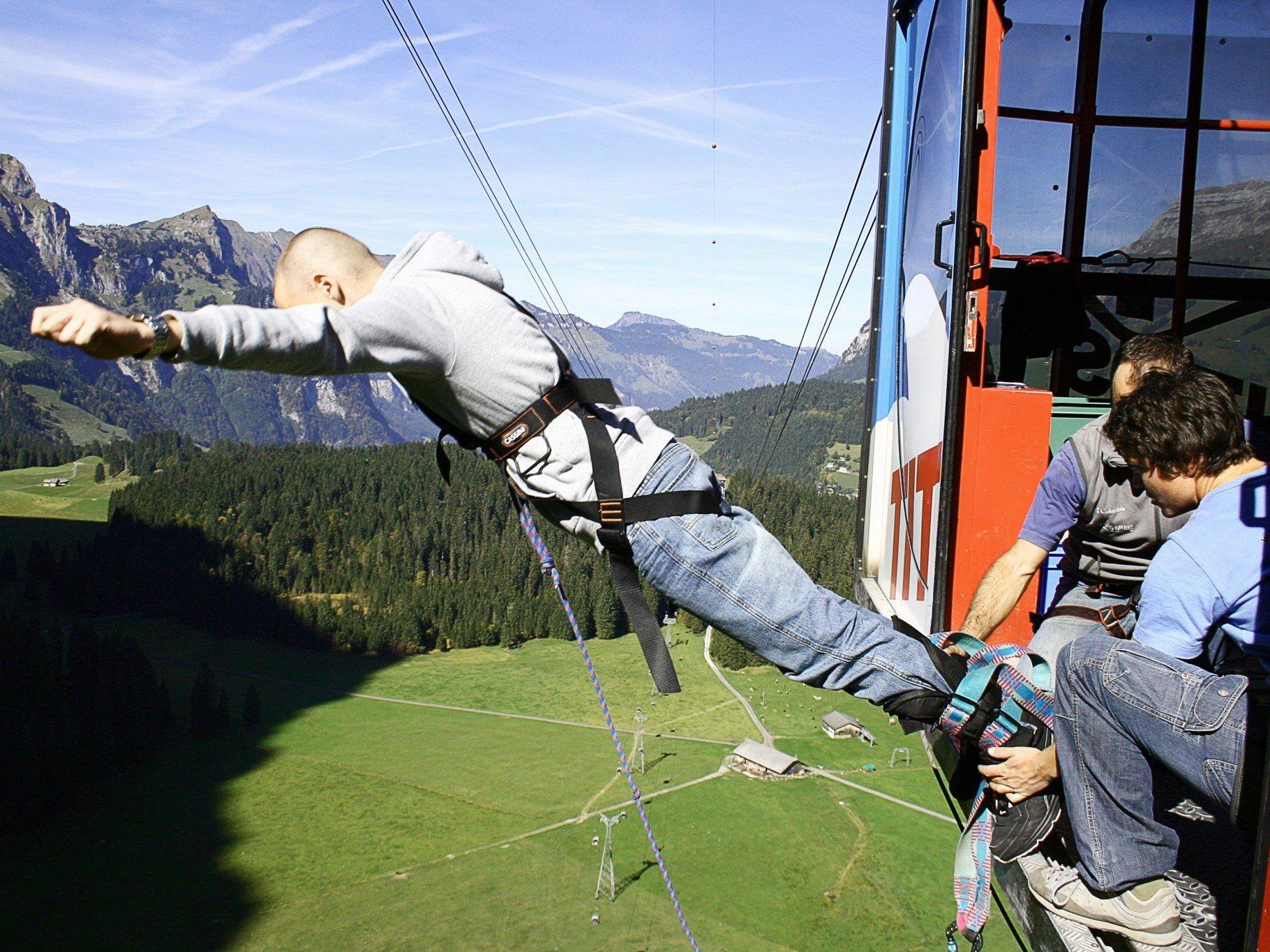 Bungee Jumping-Gondel in Engelberg in der Schweiz. (Foto: Foto: Engelberg-Titlis, Fotograf Christian Perret)