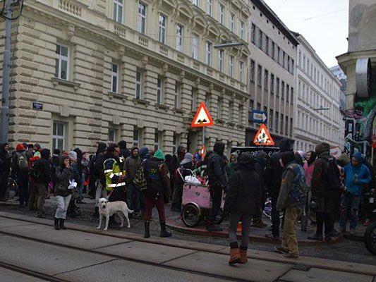 Die Demonstrierenden in Wien-Leopoldstadt