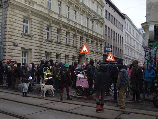 Die Demonstrierenden in Wien-Leopoldstadt