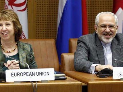 EU-Außenbeauftragten Catherine Ashton und Irans Außenminister Mohammad Javad Zarif in Wien.
