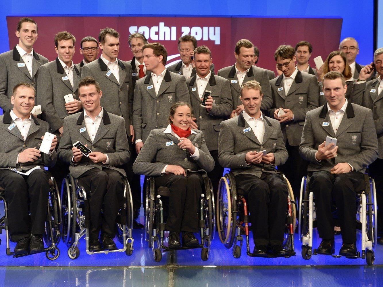 Das österreichische Paralymics-Team am Donnerstag, 20. Februar 2014, im Rahmen der Vereidigung in Wien.
