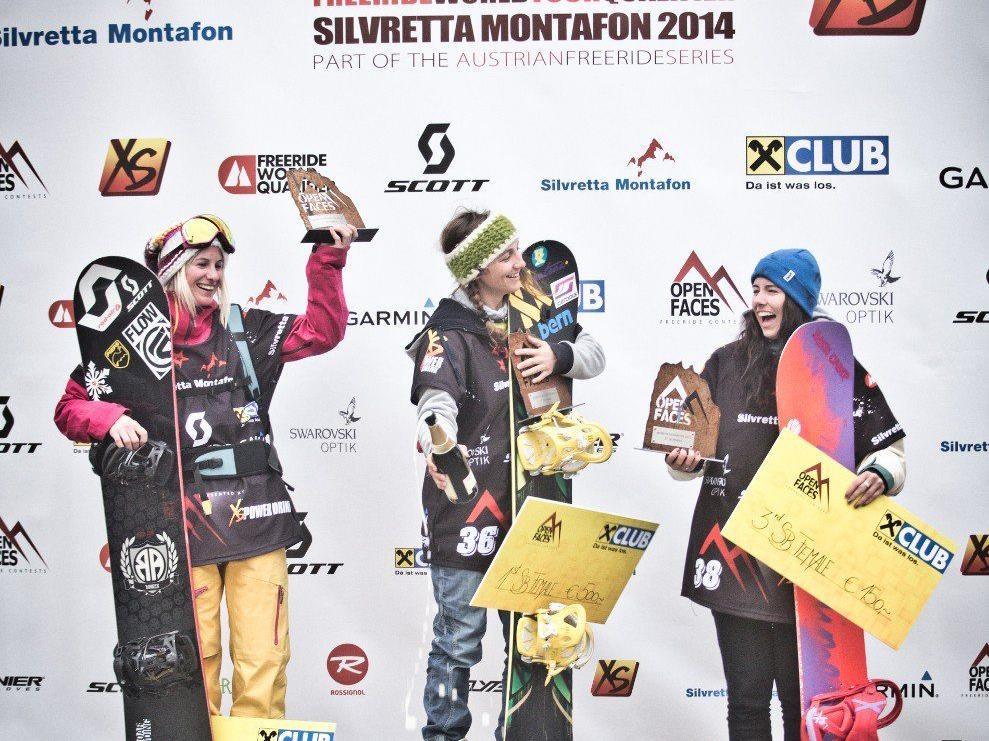 Snowboard-Damen v.l.n.r.: Liz Kristoferitsch, Manuela Mandl und Siobhan Challis.