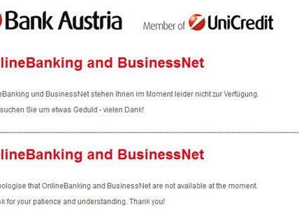Ausfall bei der Bank Austria im Netz.