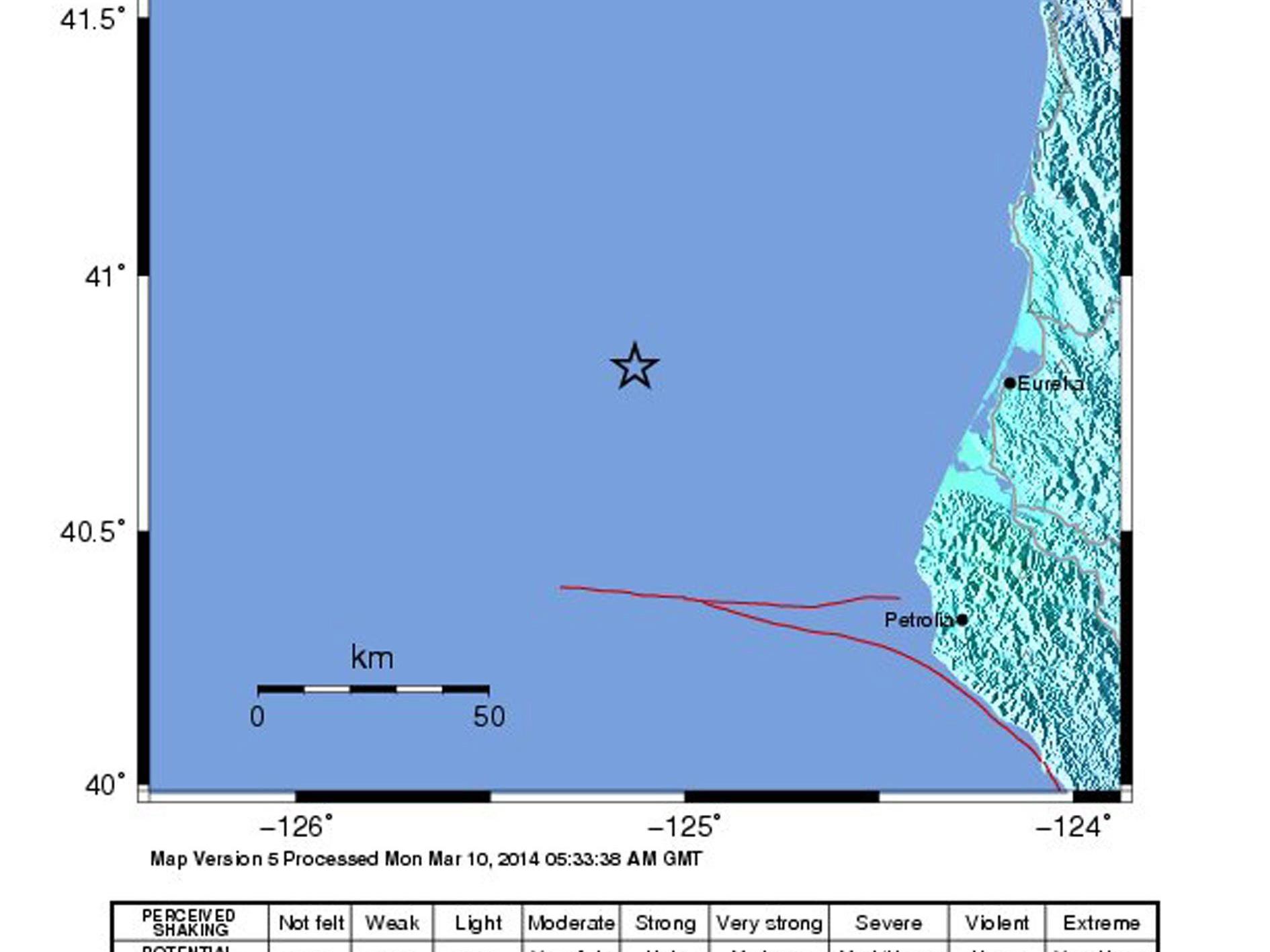 Erdbeben der Stärke 6,9 vor kalifornischer Küste.