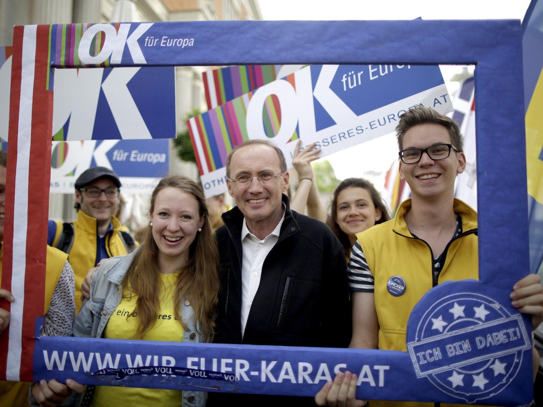 Othmar Karas geht oprimistisch die Europawahl am Sonntag.