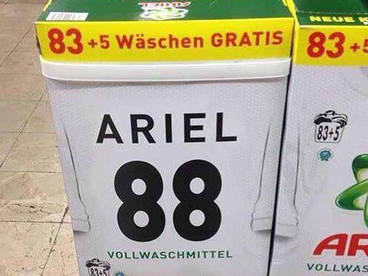 Auf Packungen eine schwarze "88" auf weißem Trikot der deutschen Nationalmannschaft abgebildet.