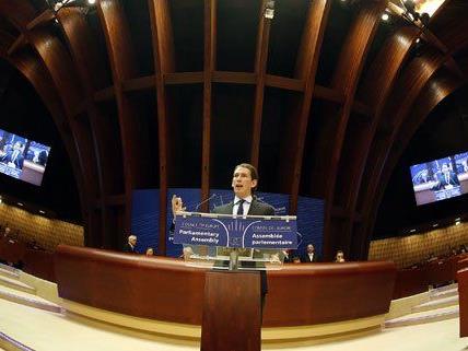 Sebastian Kurz bei einer Rede vor dem Europarat.