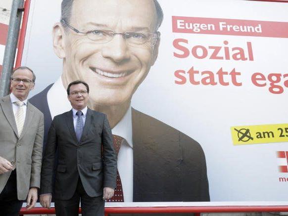 Im Bild: SPÖ-EU-Spitzenkandidat Eugen Freund (li.) und SPÖ-Bundesgeschäftsführer und Wahlkampfleiter Norbert Darabos.