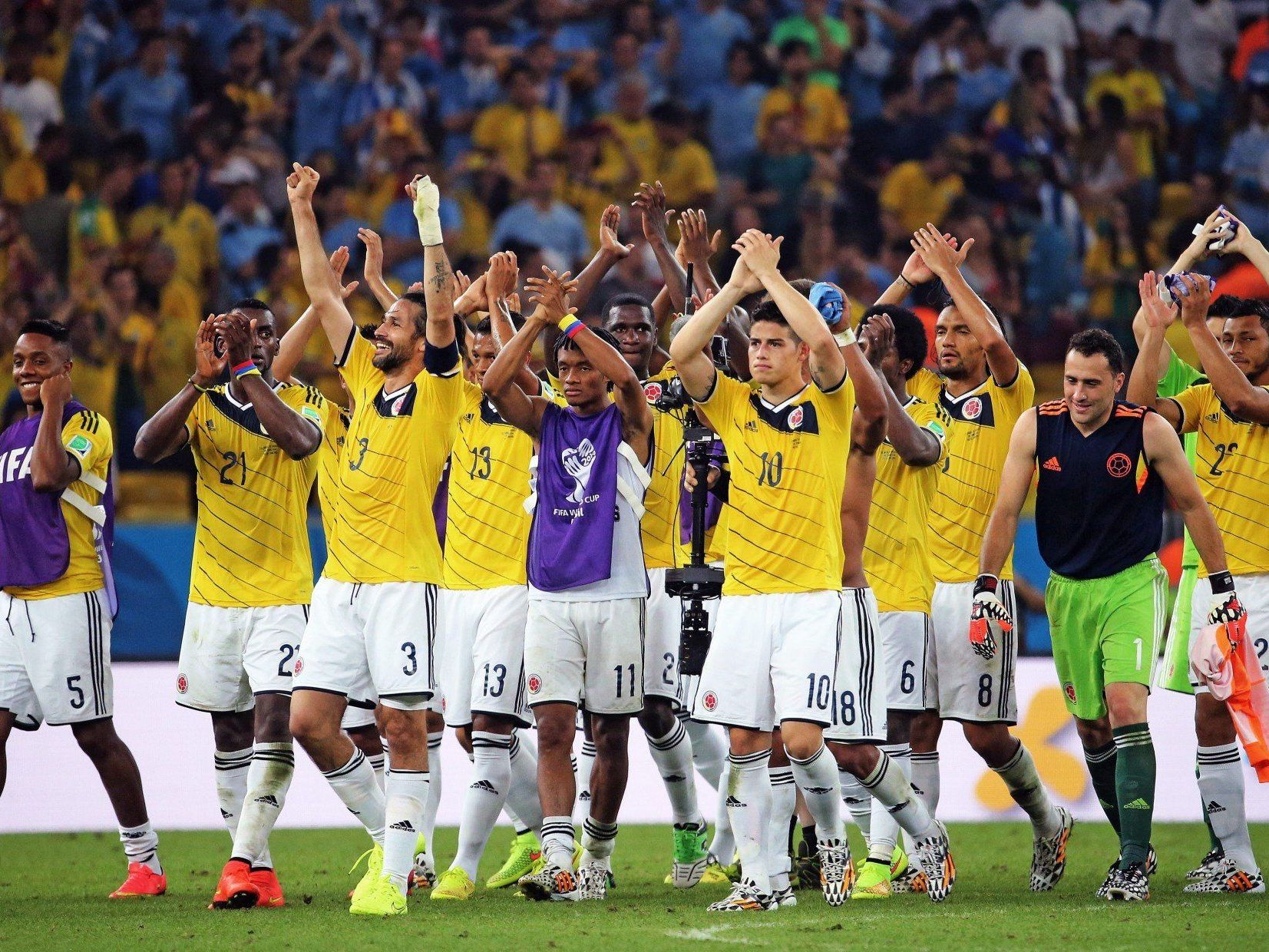 Brasilien und Kolumbien (Bild) stehen im Viertelfinale der Fußball-WM in Brasilien. Brasilien und Kolumbien (Bild) stehen im Viertelfinale der Fußball-WM in Brasilien.