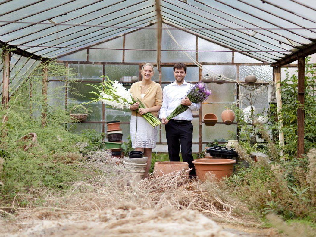 Jana und Thomas Simon in ihrer Gärtnerei