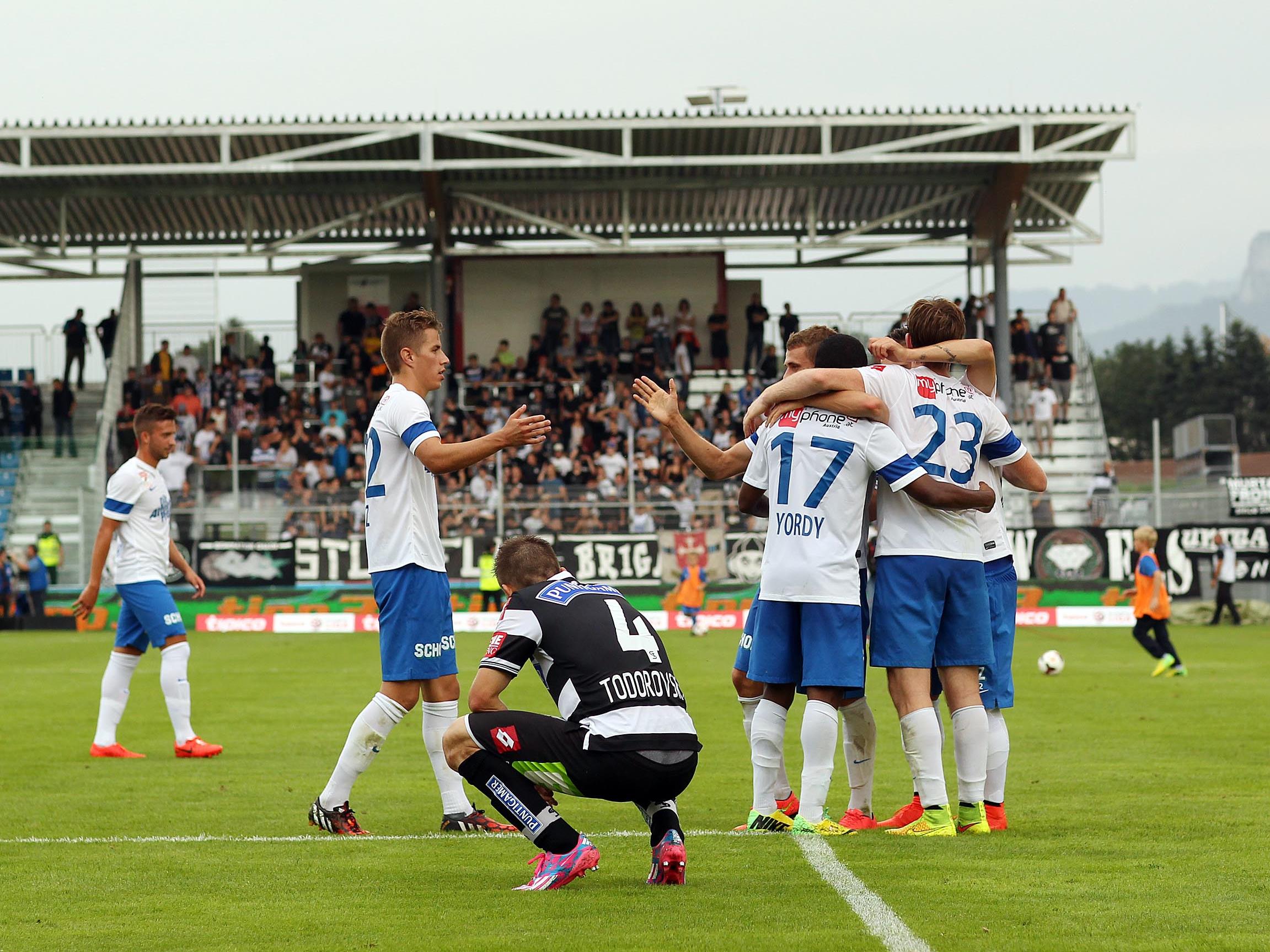 Grödig feierte den psychologisch wichtigen 2:1-Sieg gegen Sturm Graz.