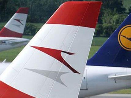 Flugeinstellungen bei der AUA und Lufthansa.