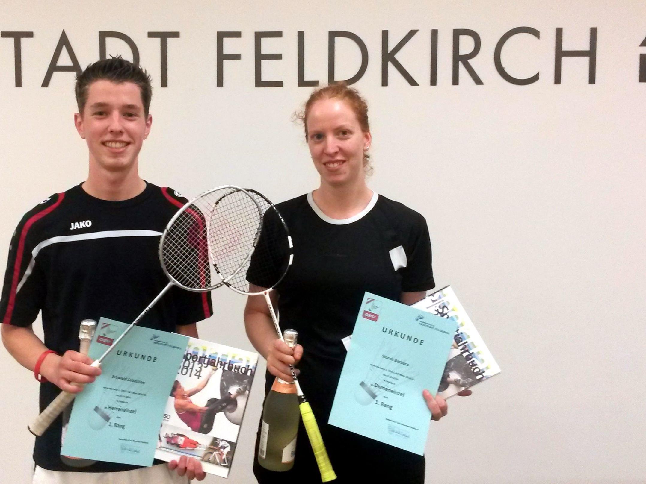 Sebastian Schwald (BC Nüziders) und Barbara Storch (DSG Tirol) sicherten sich beim ÖBV-C-West-Turnier in Feldkirch den Sieg.