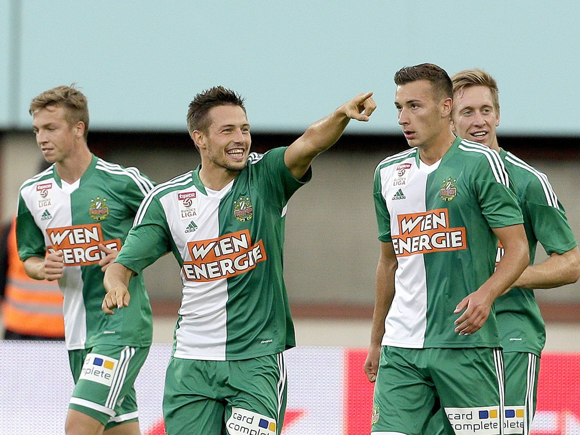 Große Erleichterung beim SK Rapid Wien nach dem Sieg über Grödig. Große Erleichterung beim SK Rapid Wien nach dem Sieg über Grödig.