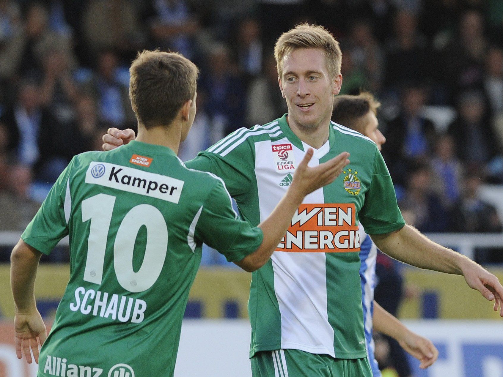 Schaub und Beric erzielten je zwei Tore für den SK Rapid Wien. Schaub und Beric erzielten je zwei Tore für den SK Rapid Wien.