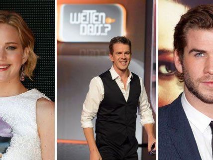 Jennifer Lawrence und Liam Hemsworth nehmen am Sofa bei Markus Lanz Platz. Jennifer Lawrence und Liam Hemsworth nehmen am Sofa bei Markus Lanz Platz.