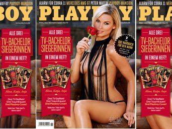 Die drei bachelor-Siegerinnen Alissa, Katja und Anja im Playboy.