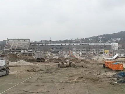 So schaut es aktuell auf der Baustelle im Rapid-Stadion aus.