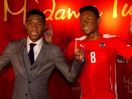 David Alaba und sein wächserner Doppelgänger. David Alaba und sein wächserner Doppelgänger.