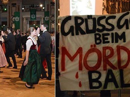In der Hofburg wurde getanzt, davor gegen den Jägerball demonstriert In der Hofburg wurde getanzt, davor gegen den Jägerball demonstriert