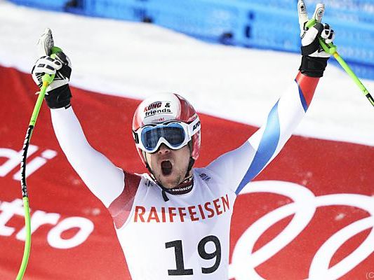 Riesenjubel bei Patrick Küng im Zielraum Riesenjubel bei Patrick Küng im Zielraum