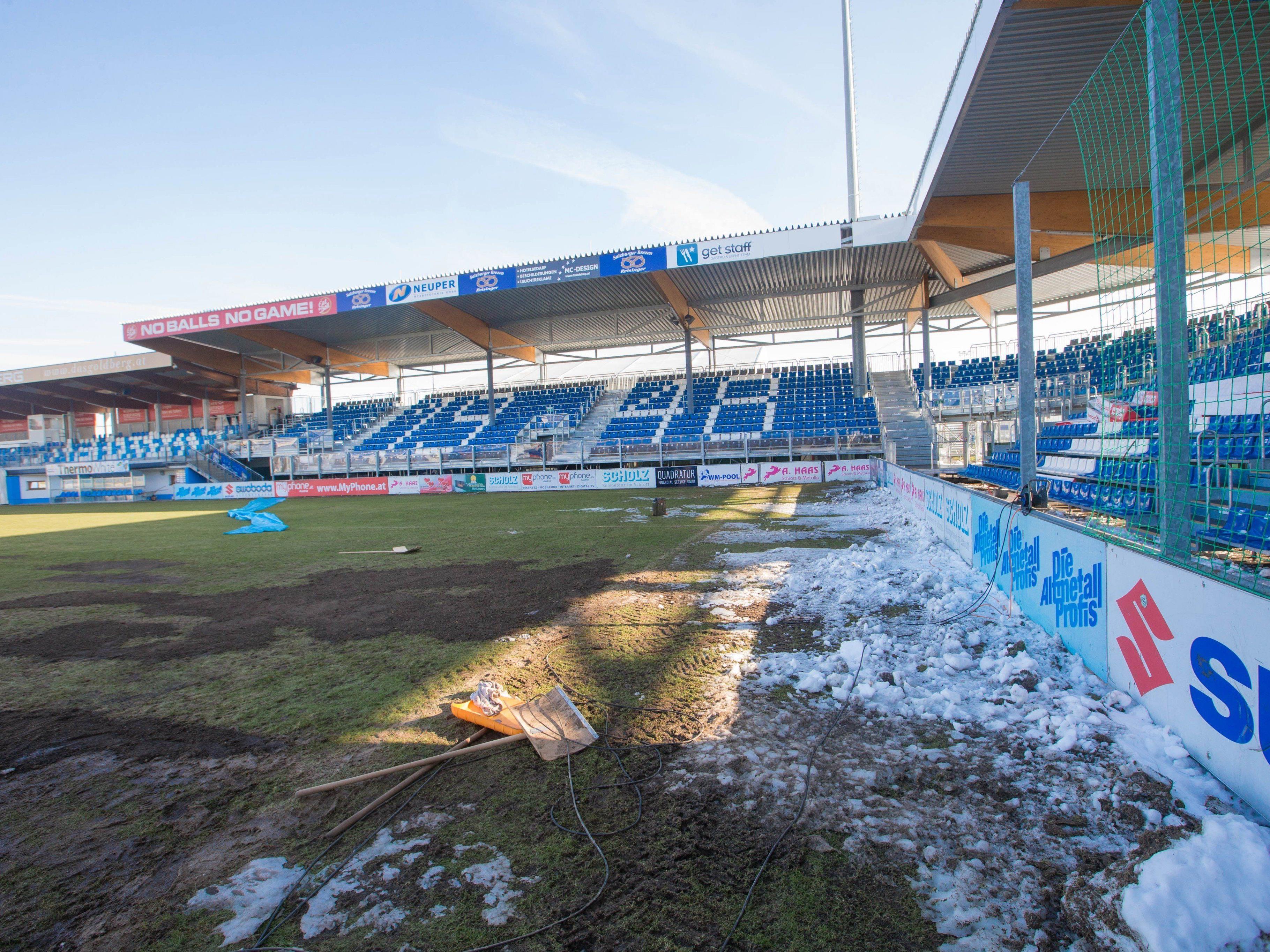 Die kommenden beiden Heimspiele des SV Grödig wurden wegen der schlechten Platzverhältnisse verschoben.