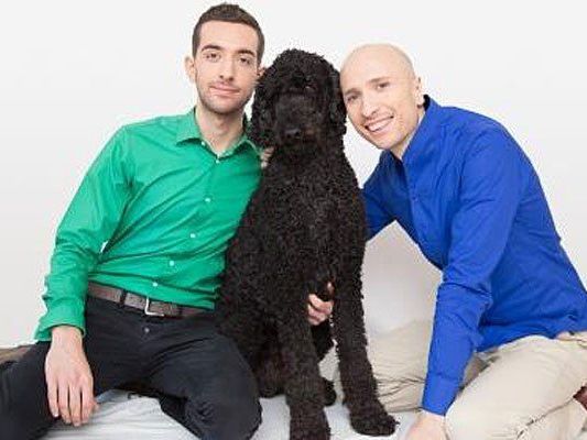 Laurent Amann und Asim Aliloski mit Hund Rio