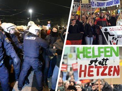 Die Wiener Polizei begleitet die Demonstranten in Wien