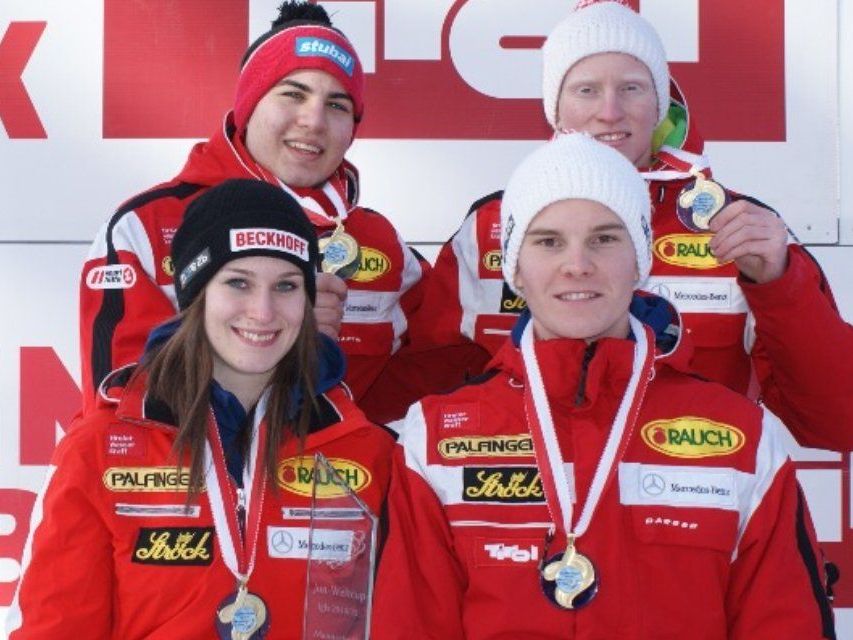 Sieg für das rot-weiß-rote Rodlerteam. Sieg für das rot-weiß-rote Rodlerteam.