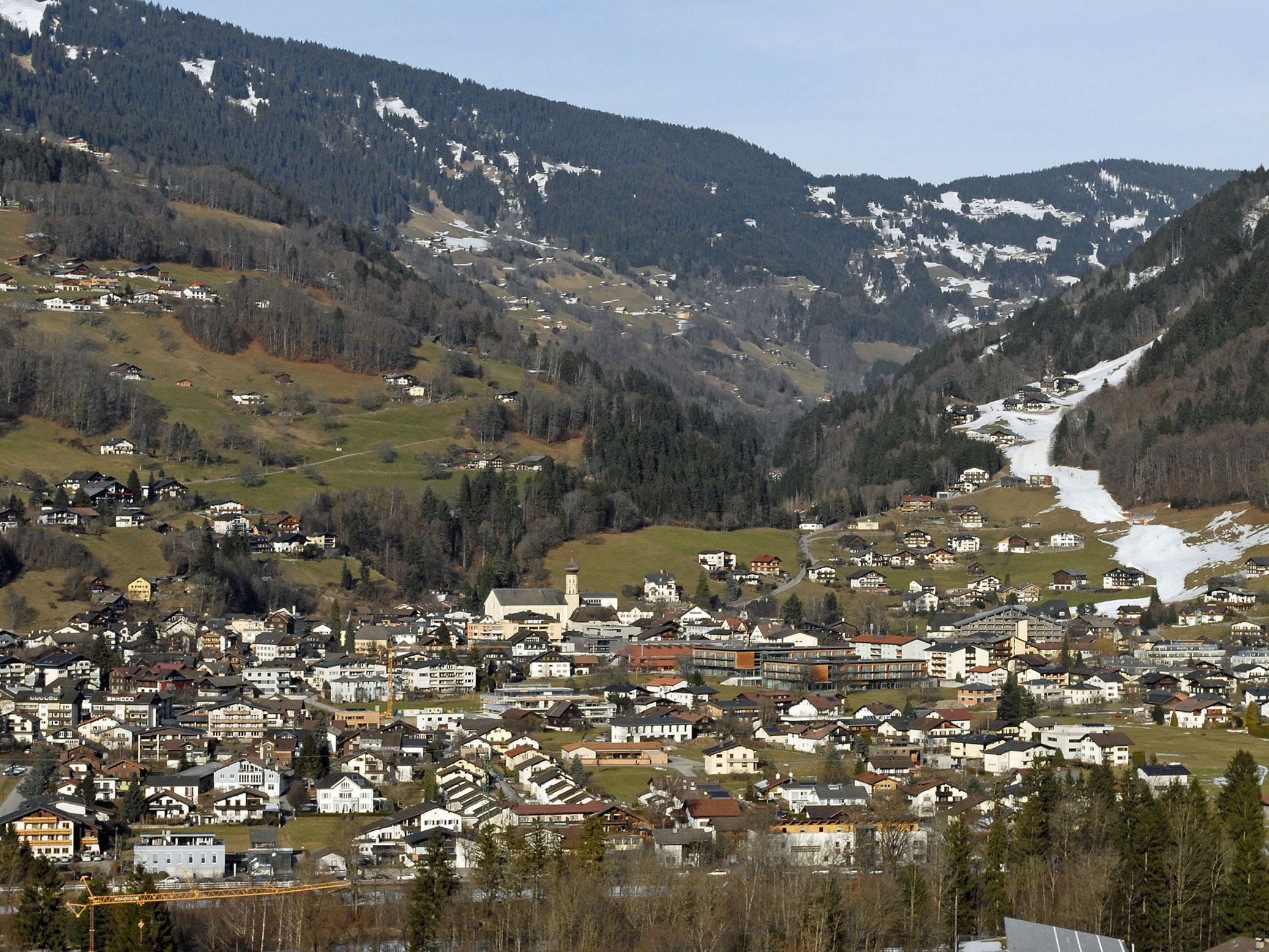 Blick von Tschagguns nach Schruns am 8. März 2015 Blick von Tschagguns nach Schruns am 8. März 2015