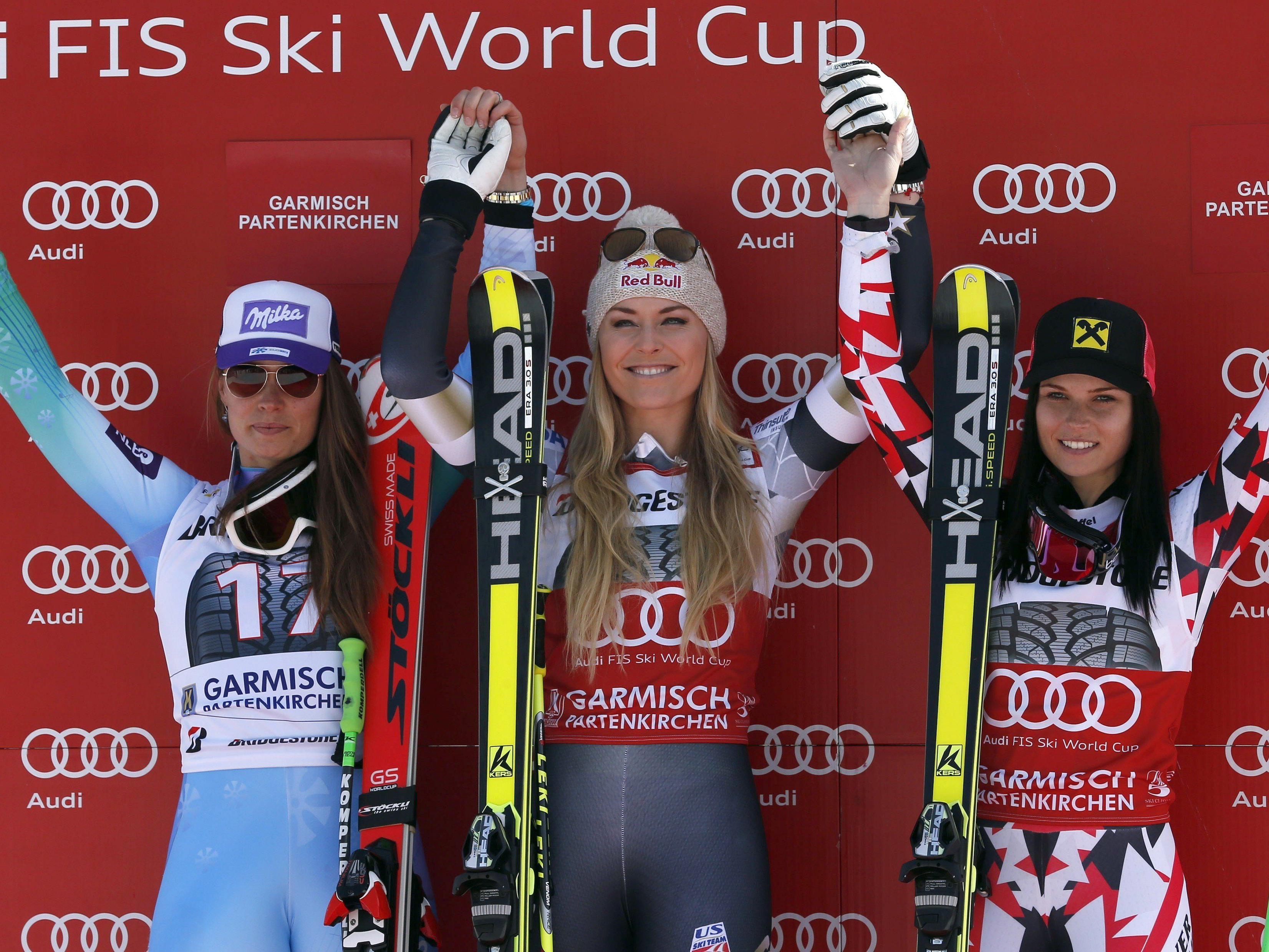 Ein Siegertreppchen, zwei offene Rennen um Kristallkugeln, drei exzellente Skifahrerinnen.