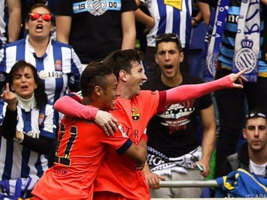 Ein gewohntes Bild: Neymar und Messi jubeln als Torschützen