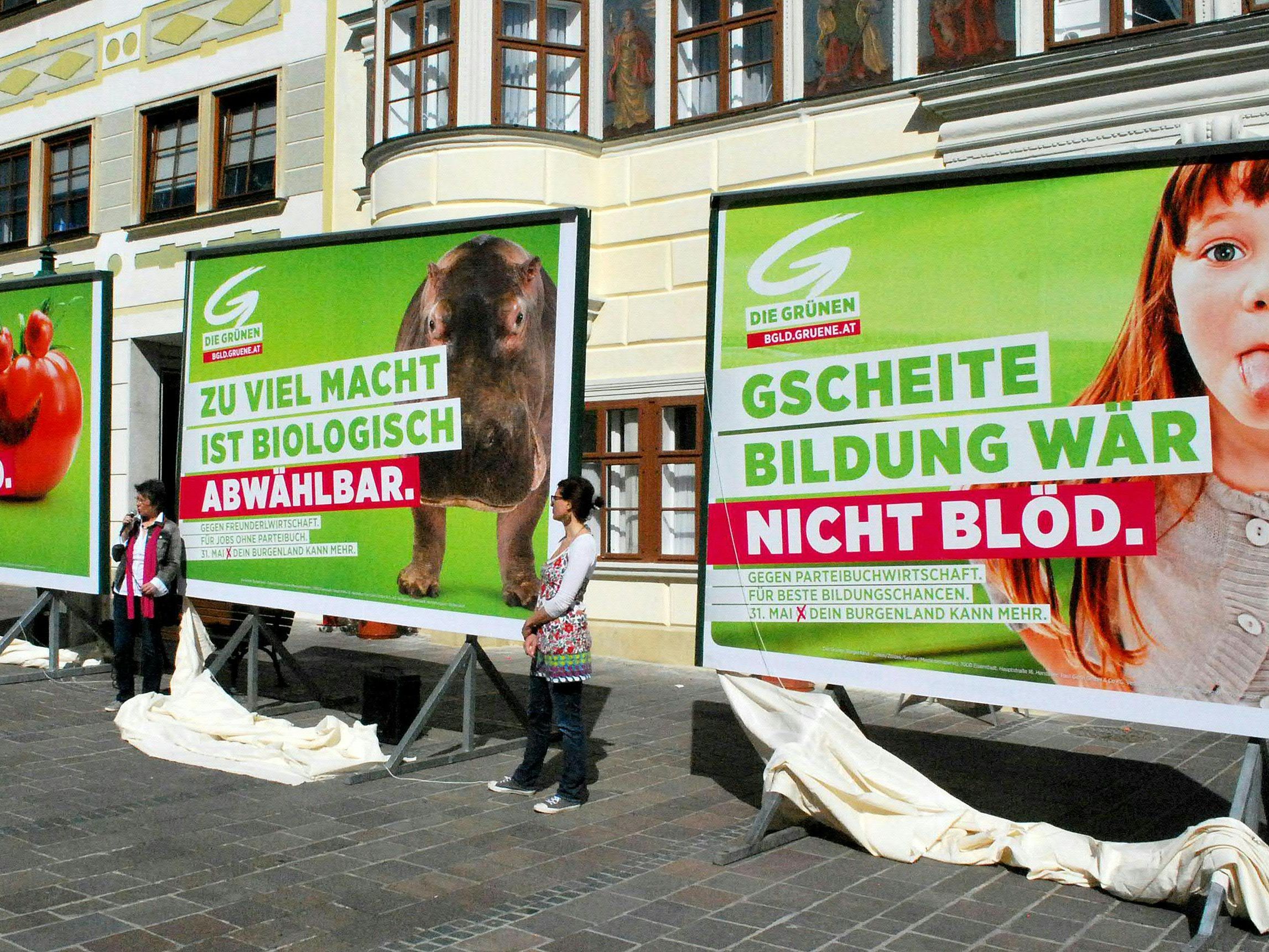 Die Grünen starten am 20. April mit dem Plakat-Wahlkampf im Burgenland. Die Grünen starten am 20. April mit dem Plakat-Wahlkampf im Burgenland.