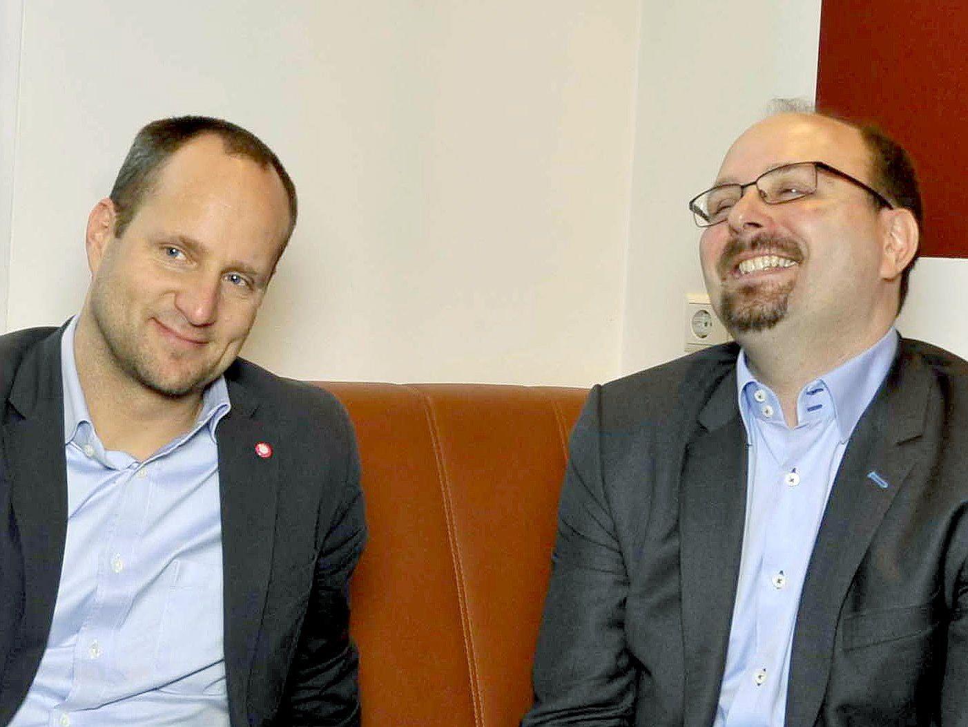 Matthias Scholz und NEOS-Spitzenkandidat Uwe Trummer.